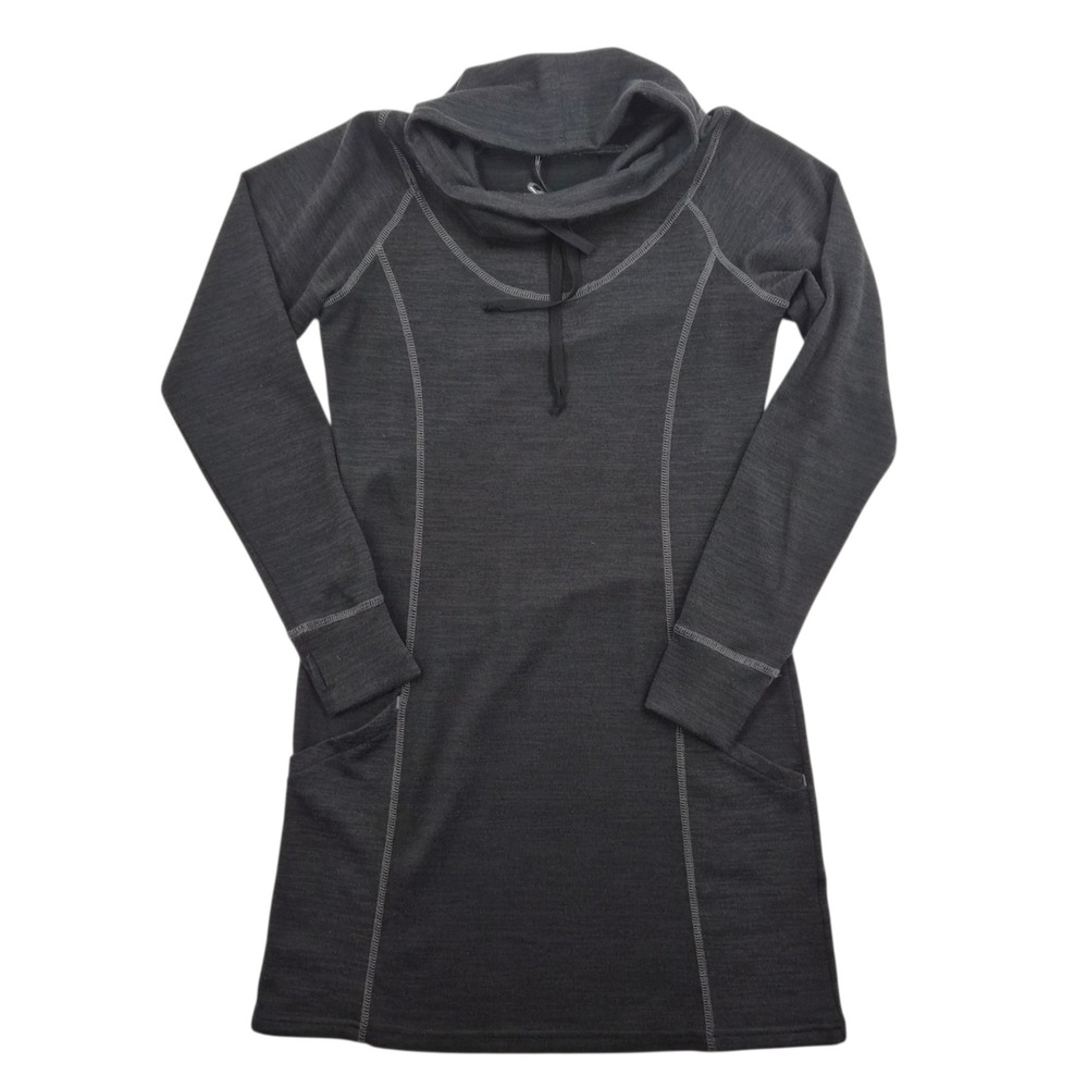 Kuhl Lea Dress Womens Small Charcoal Grey Cowl Neck Long Sleeve Tunic‎ Pockets